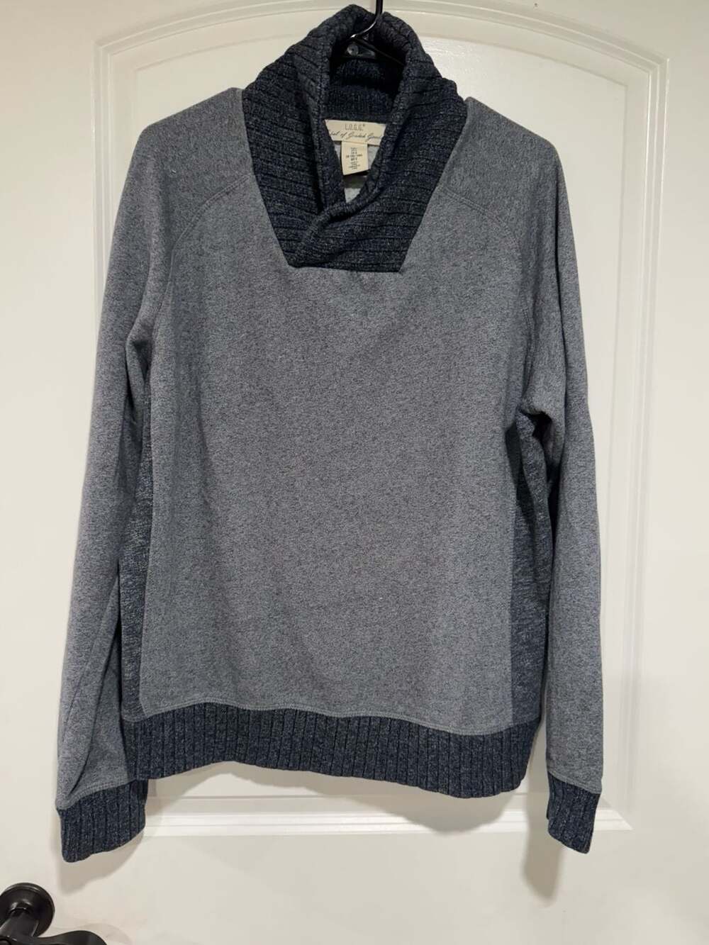 Gray Shawl Collar Pullover Sweater Cozy Minimalist Quiet Luxury Men’s Large